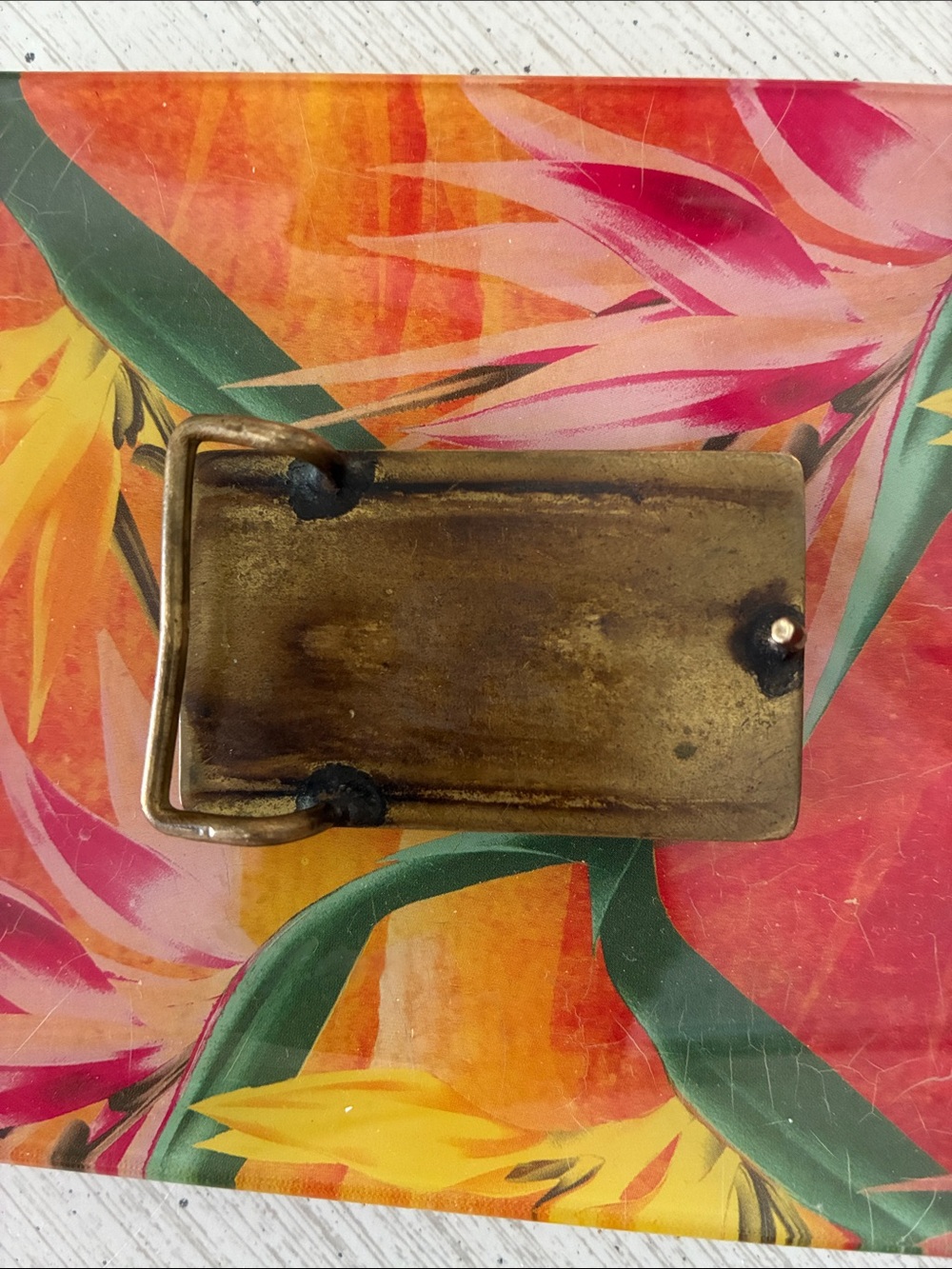 Ivory Inlay Rectangular Belt Buckle - Picture 3 of 7